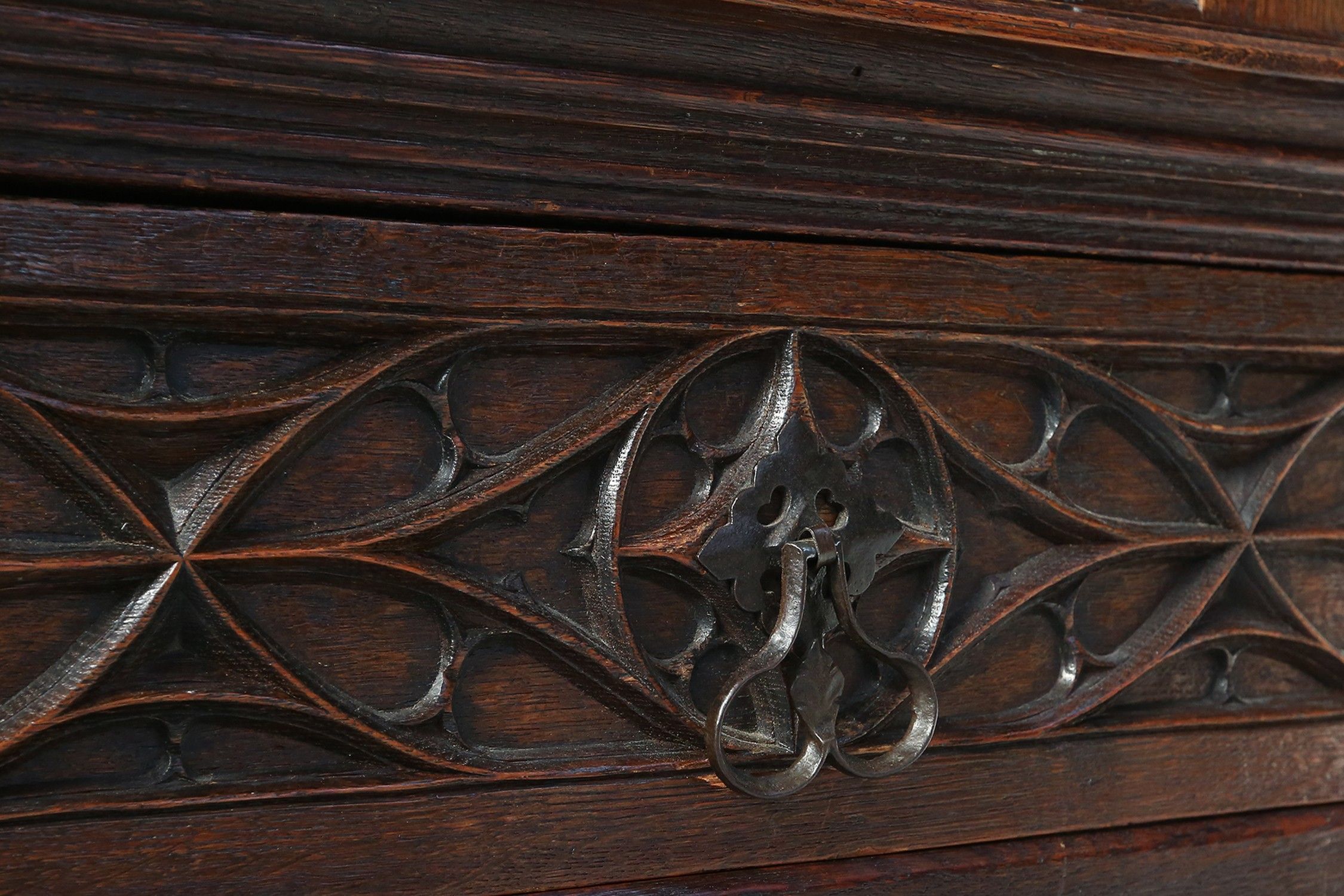 Neo-gothic cabinet in oak with concealed storage and rich decorations, France, 1850sthumbnail